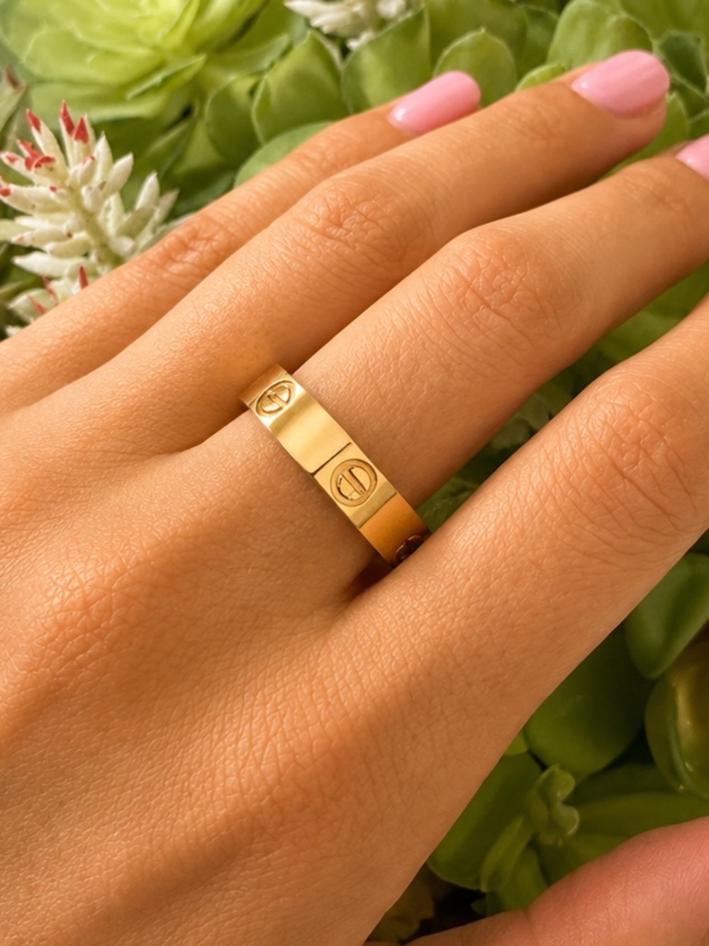 Small Rose Gold Women's Screw Band Ring - Cartier Ring, love ring